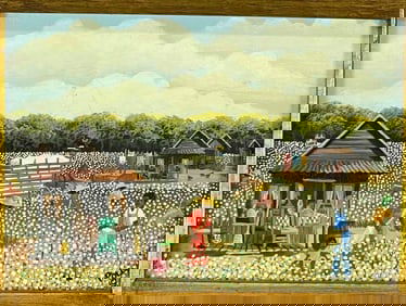 Polly M. (Louisiana, 20th C.), American Folk Art Cotton Picking Scene, Acrylic On Board