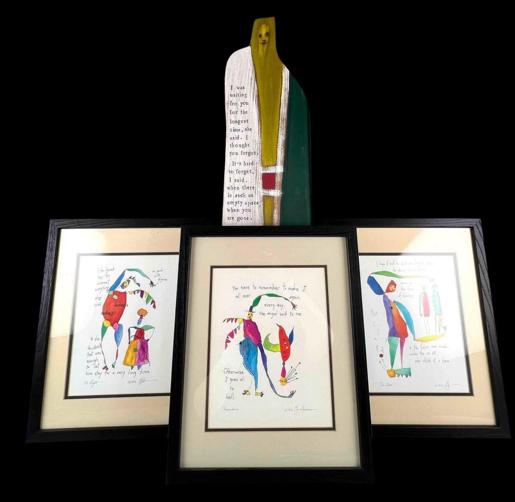 Brian Andreas (American, 20th C.) "Storypeople" Wood Sculpture & Signed Prints (1 of 20)