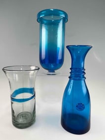 Three Hand Blown Art Glass Vases