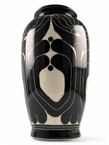 Nelson & Ronald Curras (Cuba/Florida, 20th C.) Modern Art Pottery Relief Carved And Glazed Vase