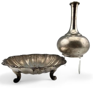 Silver Vase & Footed Bowl