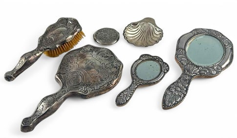 Grouping Of Silver Vanity Pieces