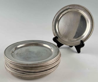 Set Of Twelve Sterling Silver Dessert Plates