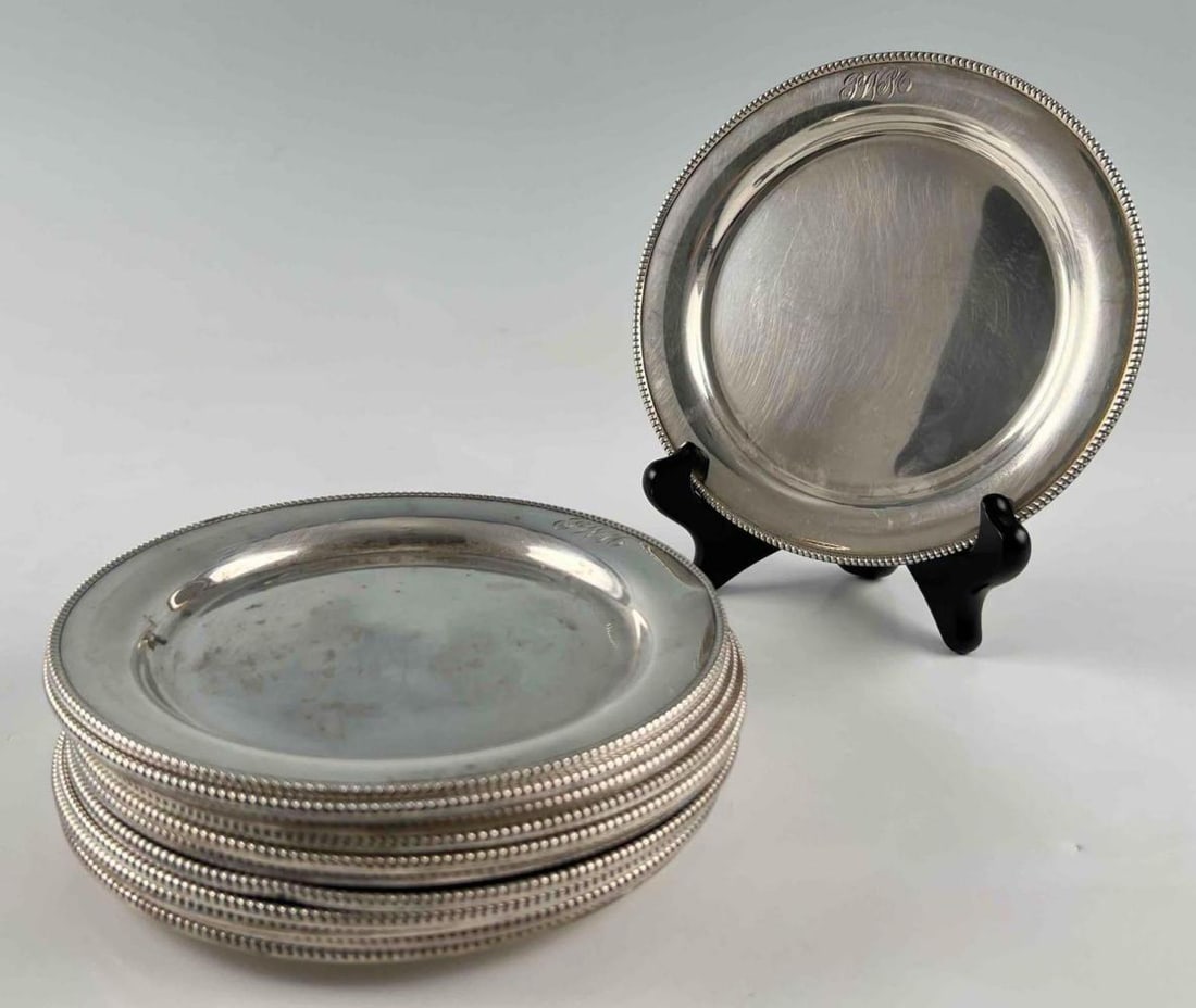 Set Of Twelve Sterling Silver Dessert Plates (1 of 16)