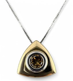 14K Yellow & White Gold Moissanite Slider Necklace
