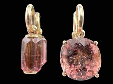 Two 14K Pink Tourmaline Pendants
