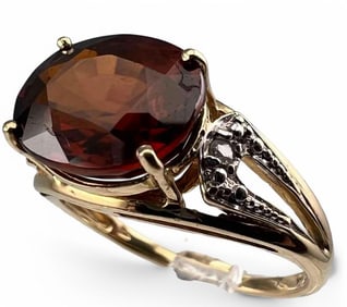 14K Red Spinel Diamond Ring