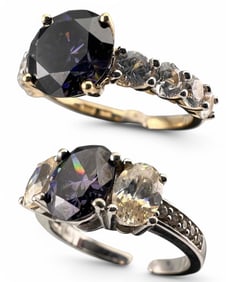 Two 10K Semiprecious Stone Rings