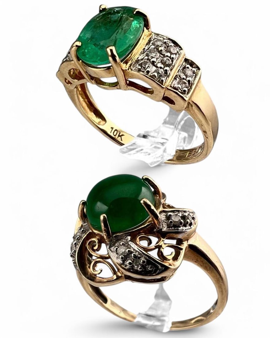 10K Jadeite & Emerald Rings (1 of 7)