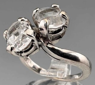 14K White Sapphire & CZ Ring