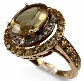 14K Yellow Sapphire Halo Ring