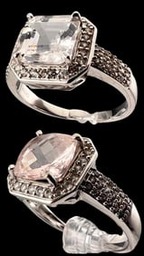 Two 10K White Gold CZ Rings
