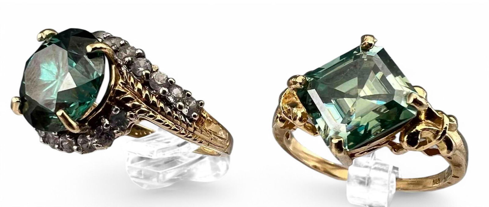 Two 10K Blue Moissanite Rings (1 of 7)