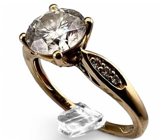 14K Yellow Gold Moissanite Solitaire Ring