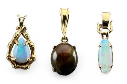 Three 14K Opal Pendants