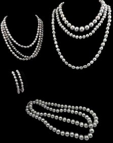 Lot Of Silver Blue Freshwater Pearl Necklaces & Bracelets