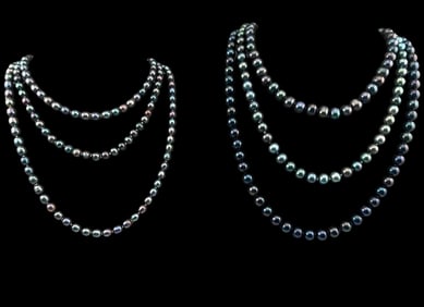 Six Black Freshwater Pearl Necklaces