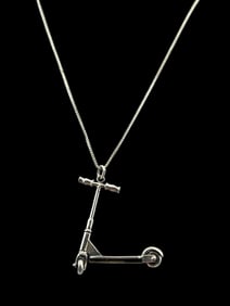Sterling Silver Mechanical Scooter Necklace