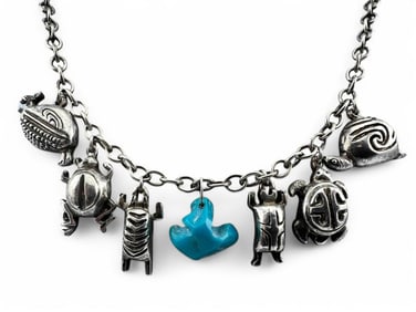 Sterling Silver Southwestern Style Charm Necklace