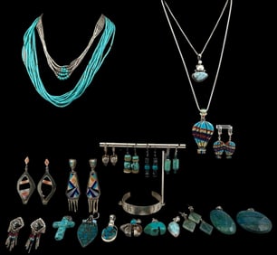 Sterling Silver Southwestern & Native American Style Jewelry, Including Stone Inlay