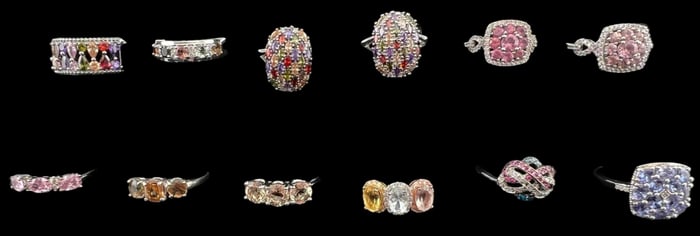 Grouping Of Gem Set Sterling Silver Rings