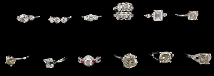 Lot Of Sterling Silver Moissanite Rings