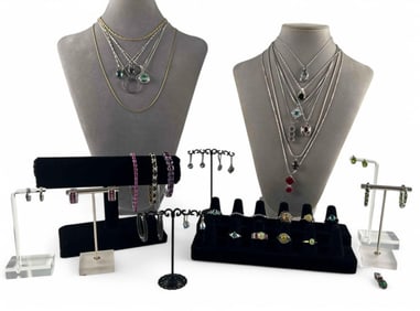 Lot Of Gem Set Sterling Silver Jewelry