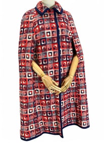 1960's Geometric Wool Cape, Manner Of Bonnie Cashin