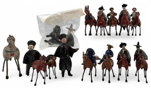Unusual Antique Painted Terra Cotta Toy Figures