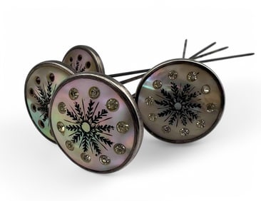 Antique Mother Of Pearl Hat Pins With Original Case