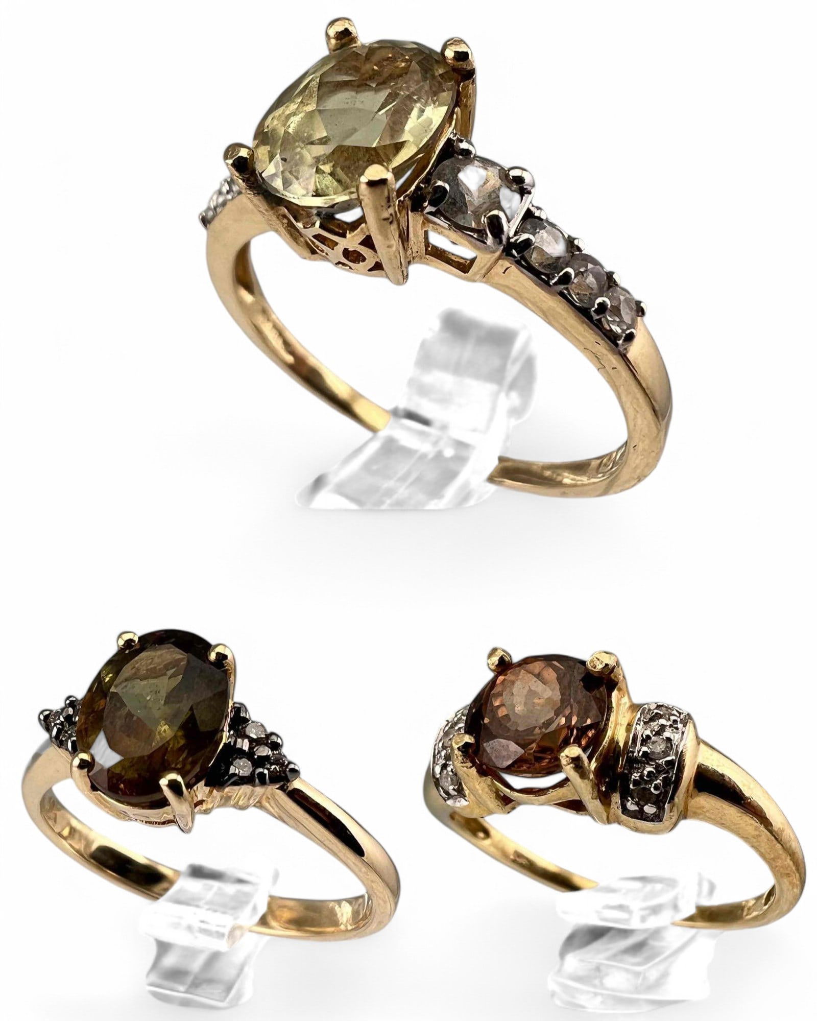 Three 10K Topaz & Tourmaline Rings (1 of 9)