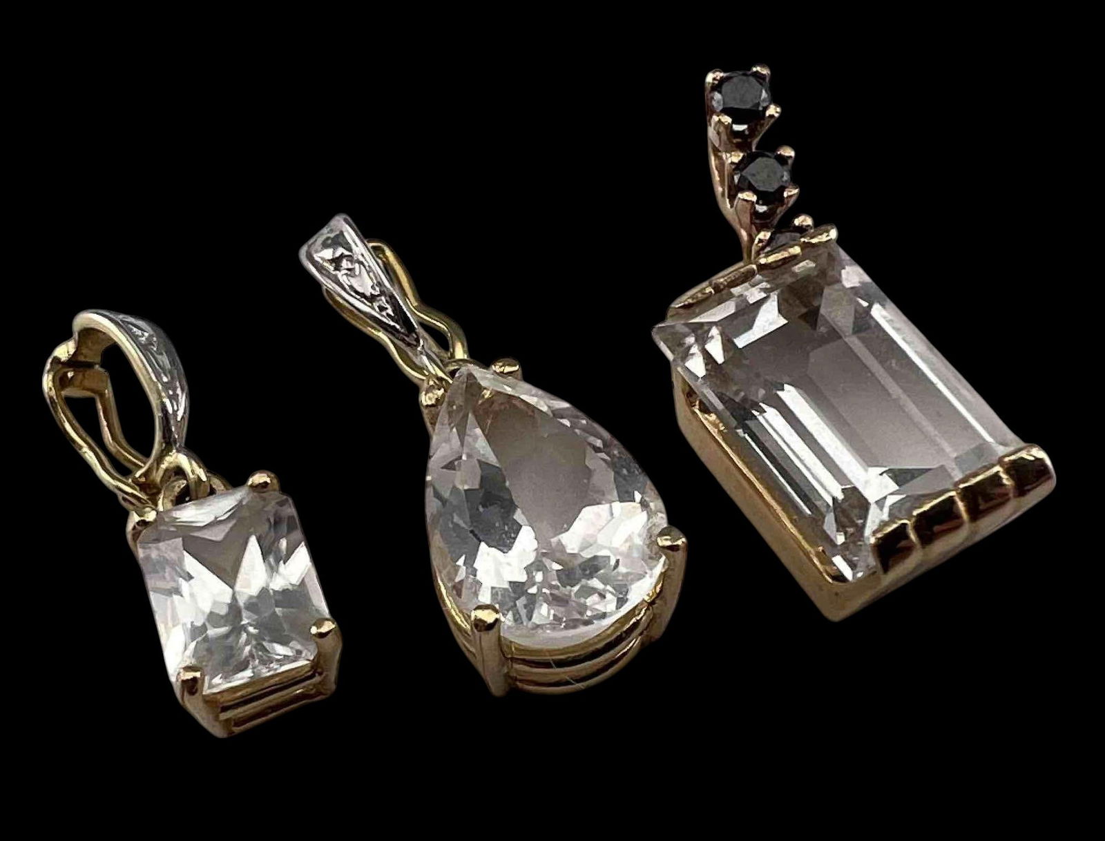 Three 14K White Topaz Pendants (1 of 5)
