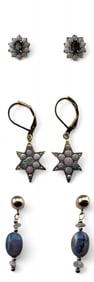 Three Pairs 10K, 9K Opal Earrings