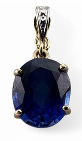 14K Blue Sapphire Pendant