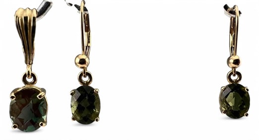 14K Green Andesine Earrings & Pendant