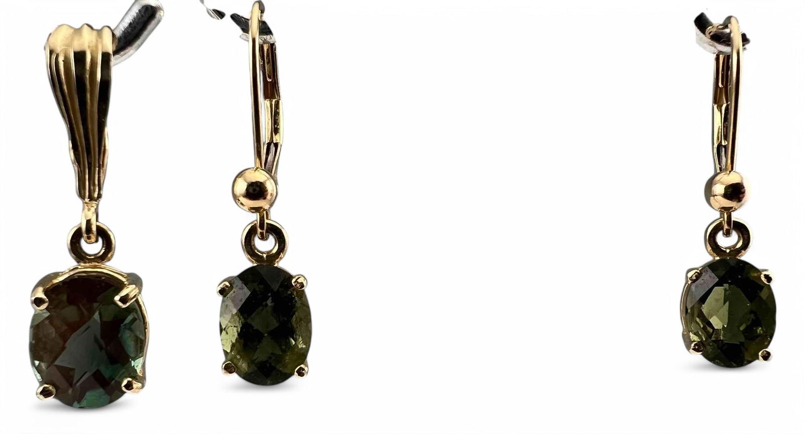 14K Green Andesine Earrings & Pendant (1 of 6)