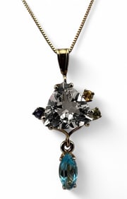 14K Modernist Gem Set Pendant