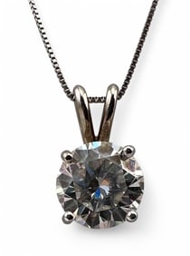 14K White Gold Moissanite Solitaire Necklace
