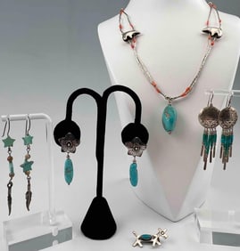 Grouping Of Sterling Silver Native American Style Jewelry