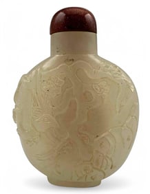 Chinese Mutton Fat Jade Carved Snuff Bottle