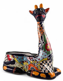 Mexican Talavera Pottery Giraffe Planter