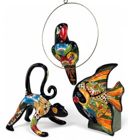 Three Mexican Talavera Pottery Animals