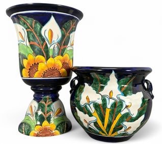 Mexican Talavera Pottery Footed Jardiniere