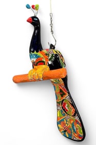 Large Mexican Talavera Pottery Hanging Peacock