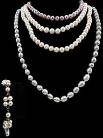 Sterling Silver Pearl Necklaces & Bracelet