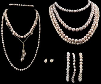Lot Of Pink Freshwater Pearl Jewelry