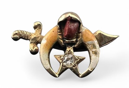 14K Diamond Enamel Fraternal Pin