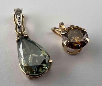 Two 14K Moissanite Pendants