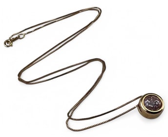 14K Pink Topaz Slider Necklace