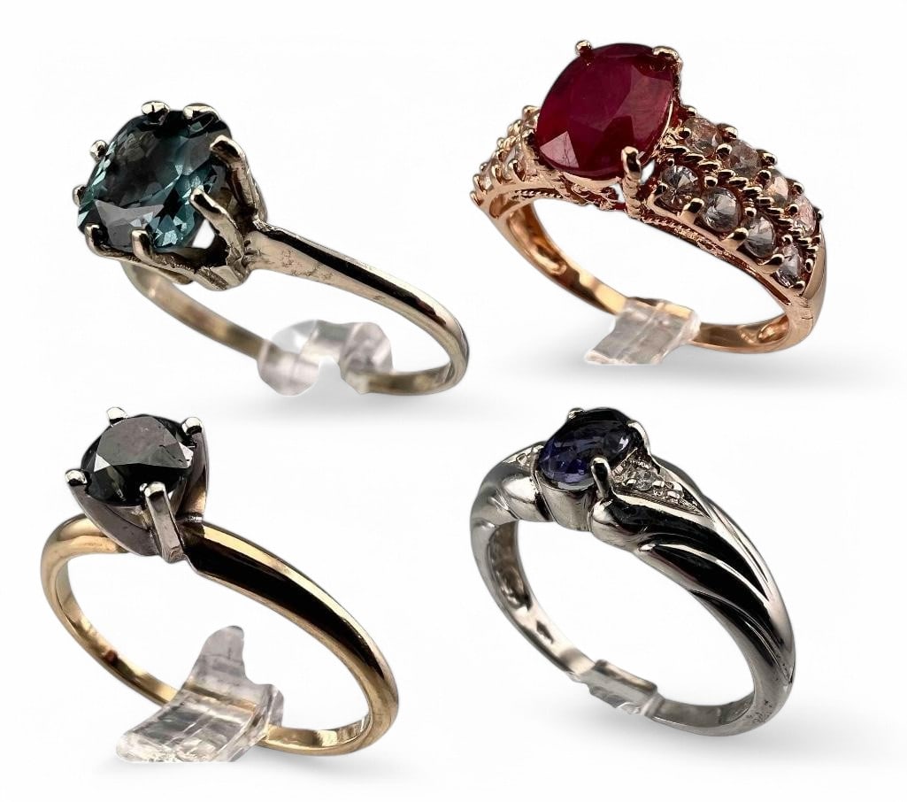 Four 14K Gem Set Rings Including Diamond, Sapphire (1 of 20)